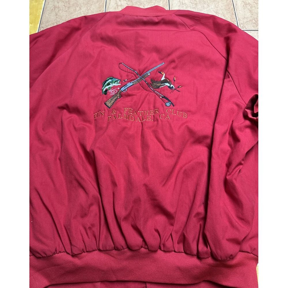 Vintage West Ark Red Jacket Usa Made Fin & Feathers Palmdale California Sz Xxl